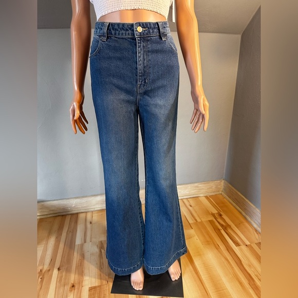 Mister Zimi Drew Flared Jeans Retro High Rise Blue Size 4 NWT - Picture 4 of 6